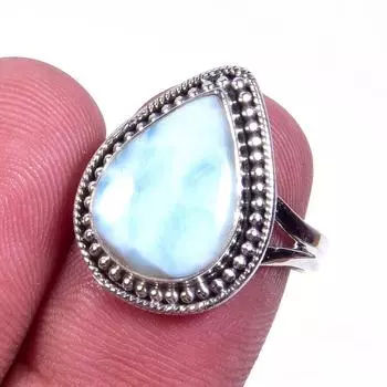 Natural Republic Larimar Gemstone 925 Solid Sterling Silver Gift Ring S.7 d9p97
