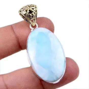 Natural Republic Larimar Gemstone 925 Solid Sterling Silver Gift Pendant 2 u4k38