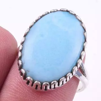 Natural Republic Larimar Gemstone 925 Solid Sterling Silver Gift Ring S.7 l1G52