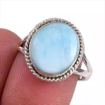 Natural Republic Larimar Gemstone 925 Solid Sterling Silver Gift Ring S.8 A9c55
