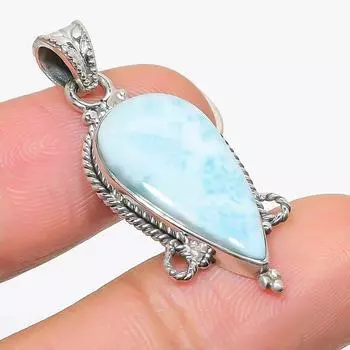 Natural Republic Larimar Gemstone 925 Solid Sterling Silver Pendant 1.50 H5A60