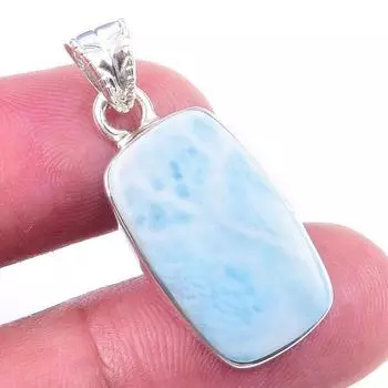 Natural Republic Larimar Gemstone 925 Solid Sterling Silver Pendant 1.25 u0u24