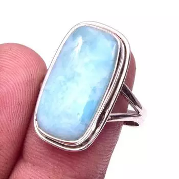Natural Republic Larimar Gemstone 925 Solid Sterling Silver Gift Ring S.9 K5M34
