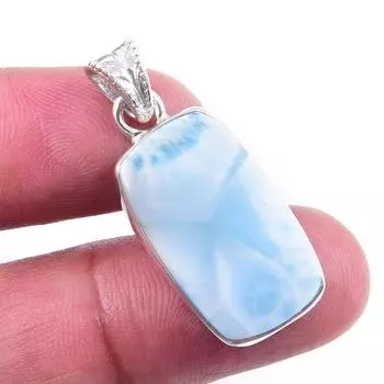 Natural Republic Larimar Gemstone 925 Solid Sterling Silver Pendant 1.25 J8q86