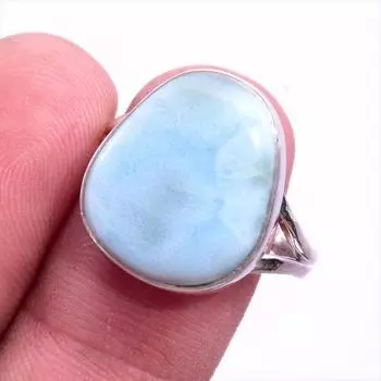 Natural Republic Larimar Gemstone 925 Solid Sterling Silver Gift Ring S.9 I3b93