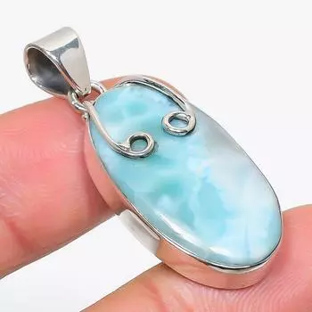 Natural Republic Larimar Gemstone 925 Solid Sterling Silver Pendant 1.75 W8i39