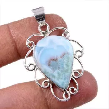 Natural Republic Larimar Gemstone 925 Solid Sterling Silver Pendant 1.75 c8s11