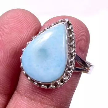 Natural Republic Larimar Gemstone 925 Solid Sterling Silver Gift Ring S.8 A5I54