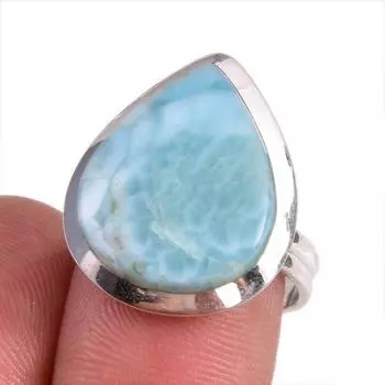 Natural Republic Larimar Gemstone 925 Solid Sterling Silver Gift Ring S.7 i0c35
