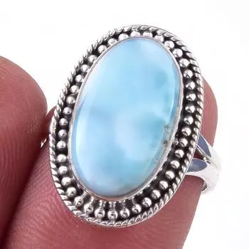 Natural Republic Larimar Gemstone 925 Solid Sterling Silver Gift Ring S.6 Z3r87