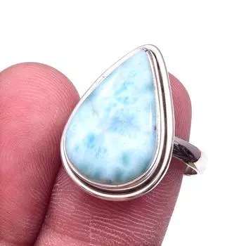 Natural Republic Larimar Gemstone 925 Solid Sterling Silver Gift Ring S.8 J4J54