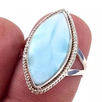 Natural Republic Larimar Gemstone 925 Solid Sterling Silver Gift Ring S.6 O6t76