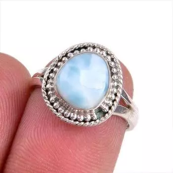 Natural Republic Larimar Gemstone 925 Solid Sterling Silver Gift Ring S.6 S9s77