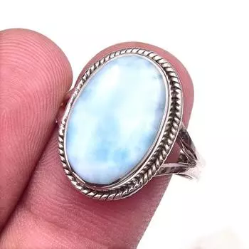 Natural Republic Larimar Gemstone 925 Solid Sterling Silver Gift Ring S.9 t9i95