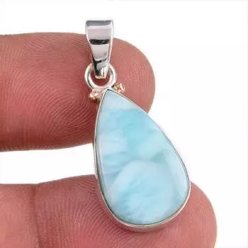 Natural Republic Larimar Gemstone 925 Solid Sterling Silver Pendant 1.25 g6q38