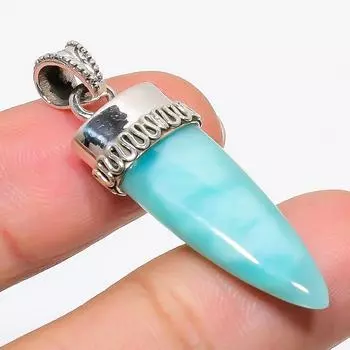 Natural Republic Larimar Gemstone 925 Solid Sterling Silver Pendant 1.75 q1y93
