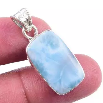 Natural Republic Larimar Gemstone 925 Solid Sterling Silver Pendant 2.25 A8G40