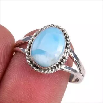 Natural Republic Larimar Gemstone 925 Solid Sterling Silver Gift Ring S.9 e8O56