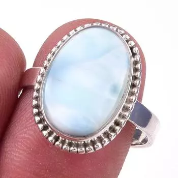 Natural Republic Larimar Gemstone 925 Solid Sterling Silver Gift Ring S.9 n3T52