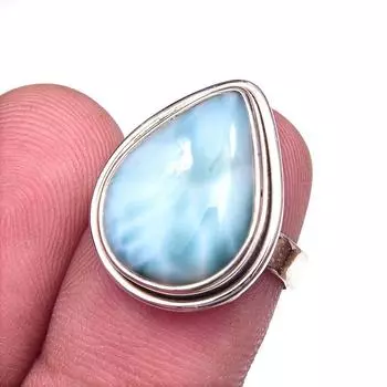 Natural Republic Larimar Gemstone 925 Solid Sterling Silver Gift Ring S.6 H0o21