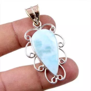 Natural Republic Larimar Gemstone 925 Solid Sterling Silver Pendant 1.75 Y7U12