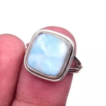 Natural Republic Larimar Gemstone 925 Solid Sterling Silver Gift Ring S.8 Y4L86