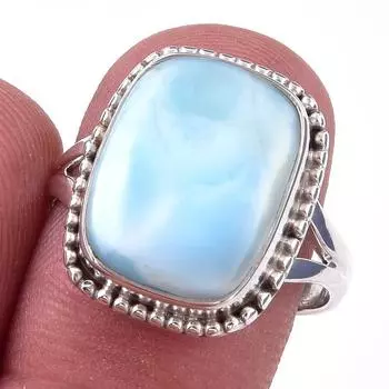 Natural Republic Larimar Gemstone 925 Solid Sterling Silver Gift Ring S.8 n5r13