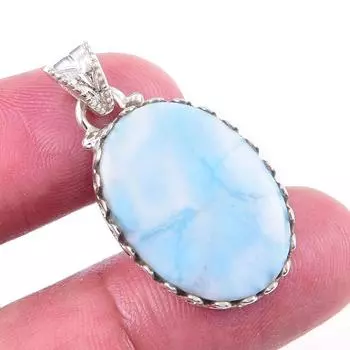 Natural Republic Larimar Gemstone 925 Solid Sterling Silver Pendant 1.25 g3p49