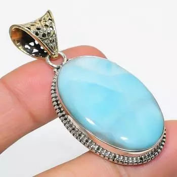 Natural Republic Larimar Gemstone 925 Solid Sterling Silver Pendant 2.25 k2A49