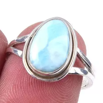 Natural Republic Larimar Gemstone 925 Solid Sterling Silver Gift Ring S.7 G7U10