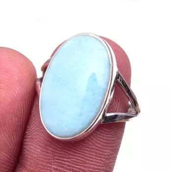 Natural Republic Larimar Gemstone 925 Solid Sterling Silver Gift Ring S.8 P1i36