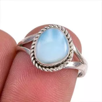 Natural Republic Larimar Gemstone 925 Solid Sterling Silver Gift Ring S.7 P0I49