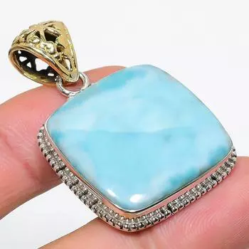 Natural Republic Larimar Gemstone 925 Solid Sterling Silver Pendant 1.75 L4y15