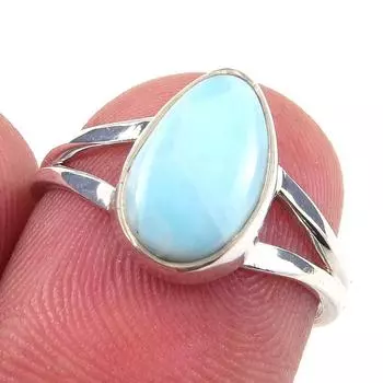 Natural Republic Larimar Gemstone 925 Solid Sterling Silver Gift Ring S.6 f8A58