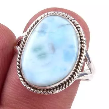 Natural Republic Larimar Gemstone 925 Solid Sterling Silver Gift Ring S.8 n6B26
