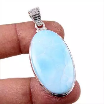Natural Republic Larimar Gemstone 925 Solid Sterling Silver Gift Pendant 2 C4Z79