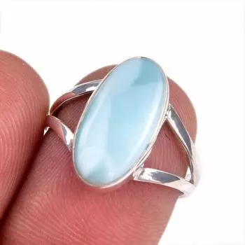 Natural Republic Larimar Gemstone 925 Solid Sterling Silver Gift Ring S.7 P5y69