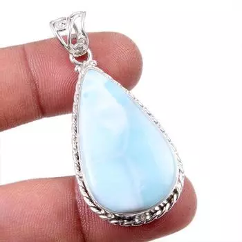 Natural Republic Larimar Gemstone 925 Solid Sterling Silver Gift Pendant 2 b8S37