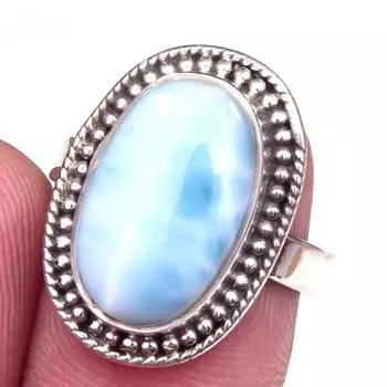 Natural Republic Larimar Gemstone 925 Solid Sterling Silver Gift Ring S.7 n6L32