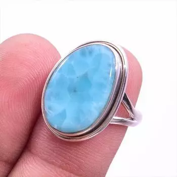 Natural Republic Larimar Gemstone 925 Solid Sterling Silver Gift Ring S.7 U1U69