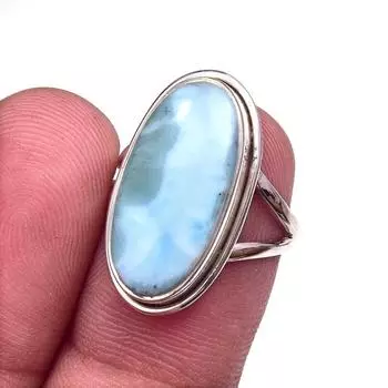 Natural Republic Larimar Gemstone 925 Solid Sterling Silver Gift Ring S.6 C1N67