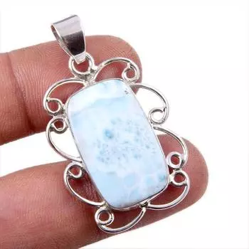 Natural Republic Larimar Gemstone 925 Solid Sterling Silver Pendant 1.75 p0D70