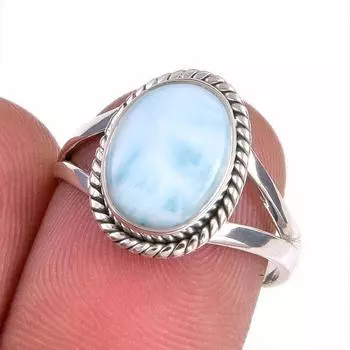 Natural Republic Larimar Gemstone 925 Solid Sterling Silver Gift Ring S.7 n4l95