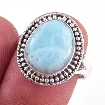 Natural Republic Larimar Gemstone 925 Solid Sterling Silver Gift Ring S.8 V7v91