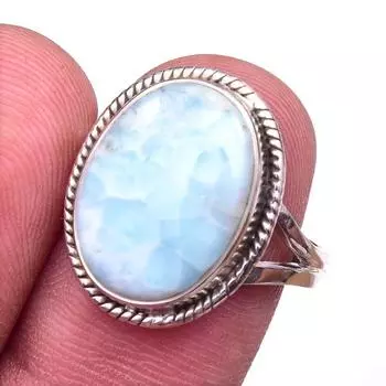 Natural Republic Larimar Gemstone 925 Solid Sterling Silver Gift Ring S.8 O3E08