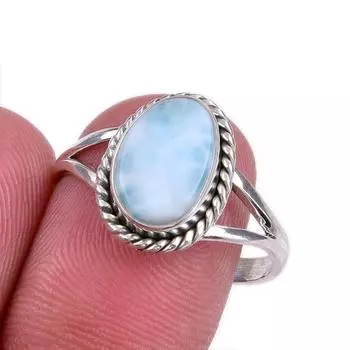 Natural Republic Larimar Gemstone 925 Solid Sterling Silver Gift Ring S.9 B4e88