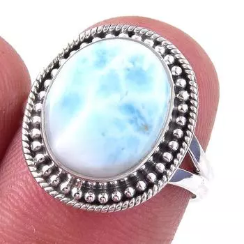 Natural Republic Larimar Gemstone 925 Solid Sterling Silver Gift Ring S.7 w4W80