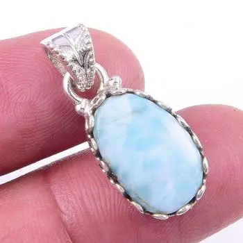 Natural Republic Larimar Gemstone 925 Solid Sterling Silver Gift Pendant 1 L9I35
