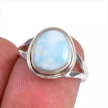 Natural Republic Larimar Gemstone 925 Solid Sterling Silver Gift Ring S.6 L0q53