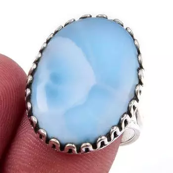 Natural Republic Larimar Gemstone 925 Solid Sterling Silver Gift Ring S.8 q0G55